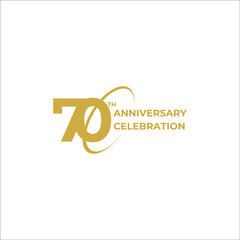 70 years anniversary. Anniversary template design concept with golden number , design for event, invitation card, greeting card, banner, poster, flyer, book cover and print. Vector Eps10