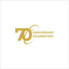 70 years anniversary. Anniversary template design concept with golden number , design for event, invitation card, greeting card, banner, poster, flyer, book cover and print. Vector Eps10