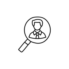 find man icon in flat black line style, isolated on white 