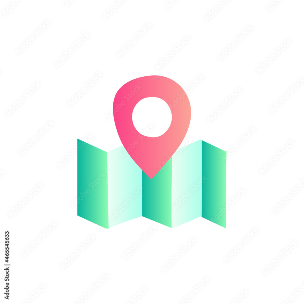 Poster map destination icon in gradient color style