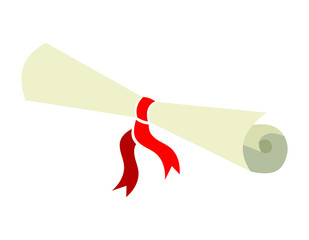 diploma with a red ribbon, vector illustration 