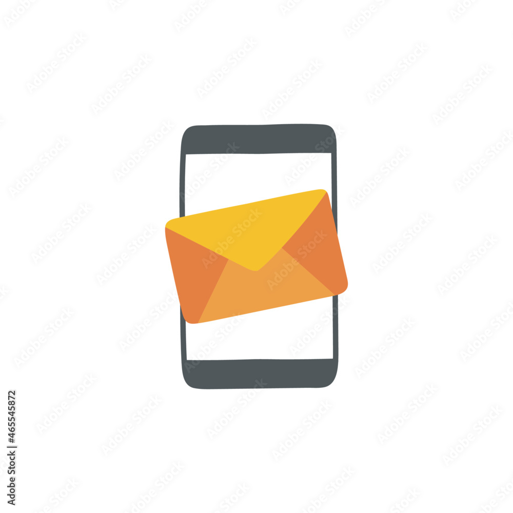Poster smartphone send message icon in color icon, isolated on white background