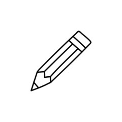 Pencil writing message icon in flat black line style, isolated on white background 