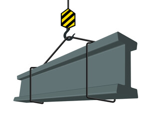 under construction concept, crane hook, steel beam, vector illustration 