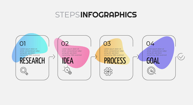 Vector infographic trendy linear and neomorphic design of options or steps. Step by step infographics. Neomorphism