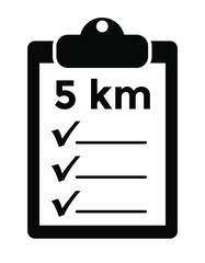 sports 5km running concept, checklist clipboard, vector illustration 