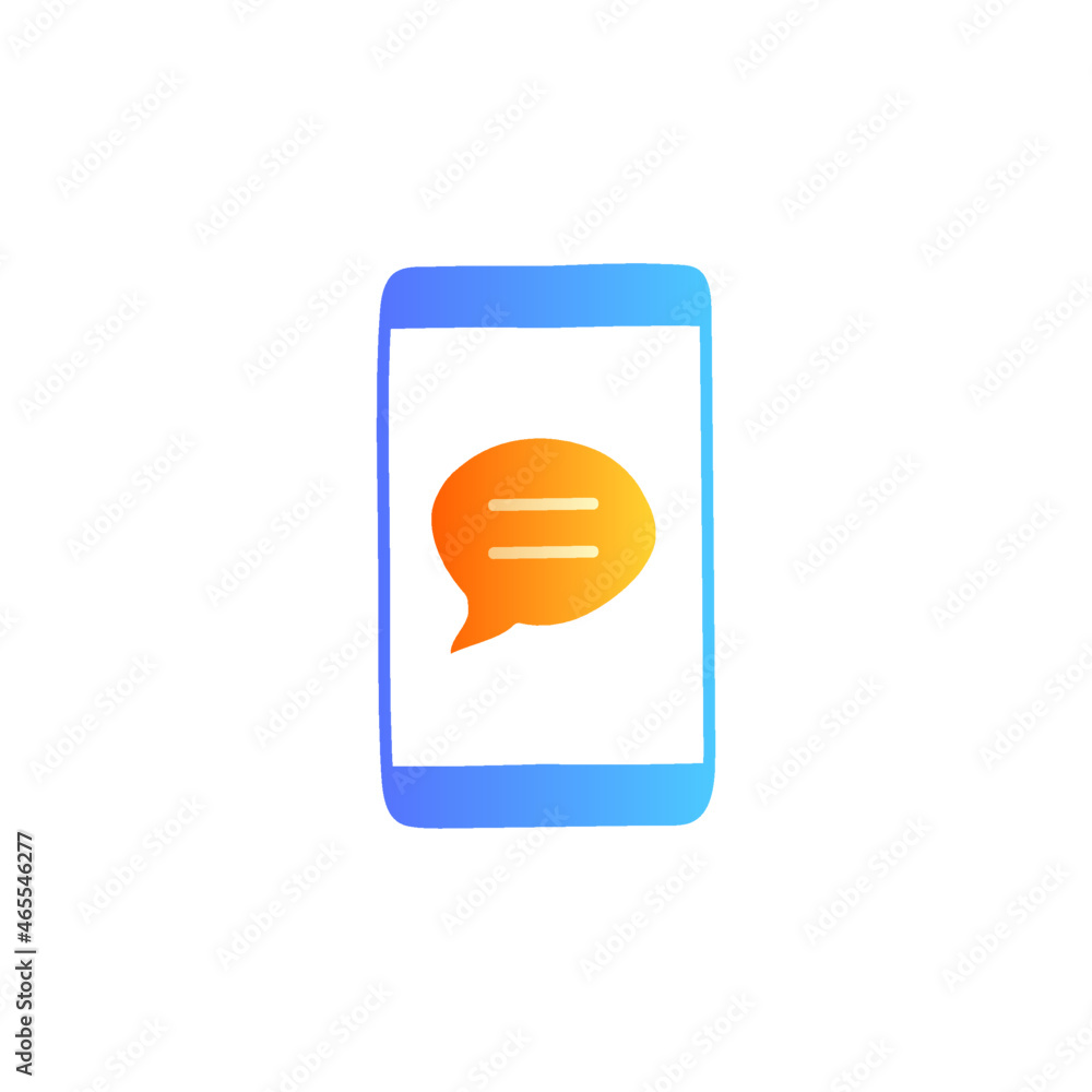 Poster mobile phone texting, mobile text messaging icon in gradient color style