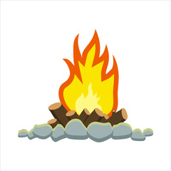 fire and flames, bonfire, isolated, vector illustration 