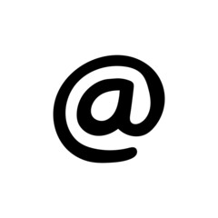 at sign icon. Email adress sign icon in solid black flat shape glyph icon, isolated on white background 