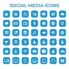 Trendy flat design big Social Media icons set