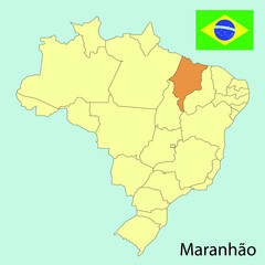 brazil map with states, maranhao, vector illustration 