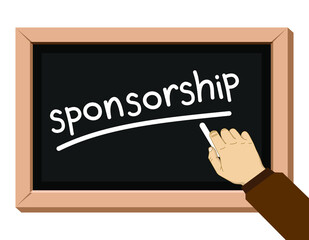 sponsorship concept, hand writing on blackboard with chalk, vector illustration 