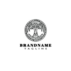 creative tree with roots logo cartoon icon design template black isolated vector illustration