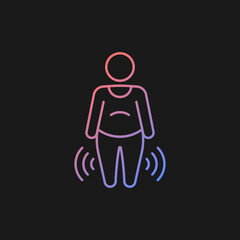 Risk factor linked to obesity gradient vector icon for dark theme. Increase risk of osteoarthritis. Joint degeneration. Thin line color symbol. Modern style pictogram. Vector isolated outline drawing