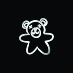 Bear Hand Drawn Toy silver plated metallic icon