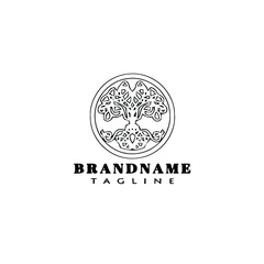 tree with roots logo cartoon icon design unique black isolated vector illustration