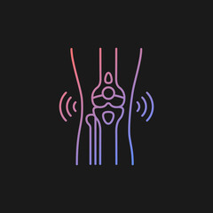 Bursitis gradient vector icon for dark theme. Inflamed joint. Painful swelling in elbow. Traumatic injury in sports. Thin line color symbol. Modern style pictogram. Vector isolated outline drawing