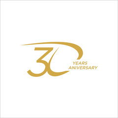30 years anniversary. Anniversary template design concept with golden number , design for event, invitation card, greeting card, banner, poster, flyer, book cover and print. Vector Eps10