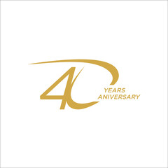 40 years anniversary. Anniversary template design concept with golden number , design for event, invitation card, greeting card, banner, poster, flyer, book cover and print. Vector Eps10