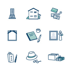 終活に関するイラストアイコンセット