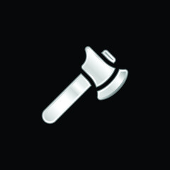 Axe silver plated metallic icon