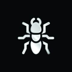 Ant silver plated metallic icon