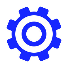 blue cogwheel or gear icon isolated on white, vector illustration 