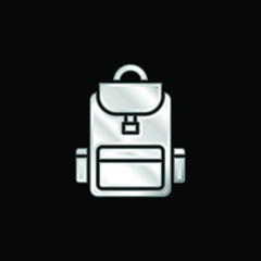 Backpack silver plated metallic icon