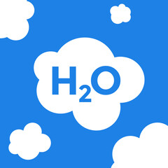 cloud with chemical formula of water, vector illustration 