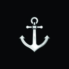 Anchor silver plated metallic icon