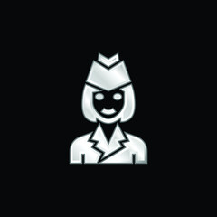 Air Hostess silver plated metallic icon