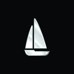Black Sailing Boat silver plated metallic icon