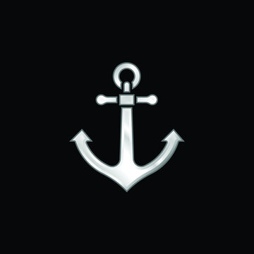 Anchor silver plated metallic icon