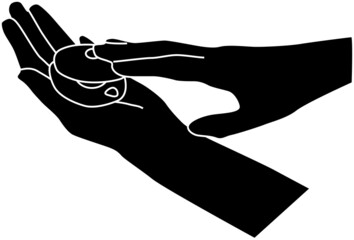 カスタネットを叩く人のシルエット