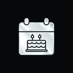 Birthday silver plated metallic icon