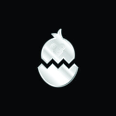 Boken Egg With Chicken silver plated metallic icon