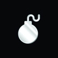 Bomb silver plated metallic icon