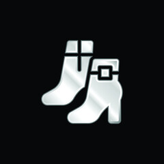 Boots silver plated metallic icon