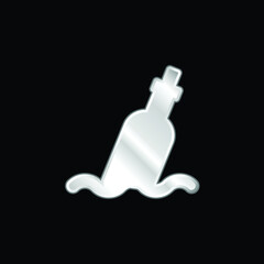 Bottle silver plated metallic icon