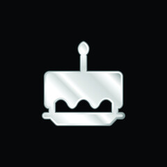Birthday Cake silver plated metallic icon