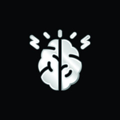 Brain silver plated metallic icon
