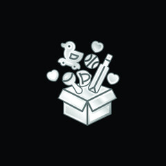 Box silver plated metallic icon