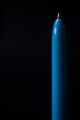 Blue plastic ballpoint pen . High quality photo
