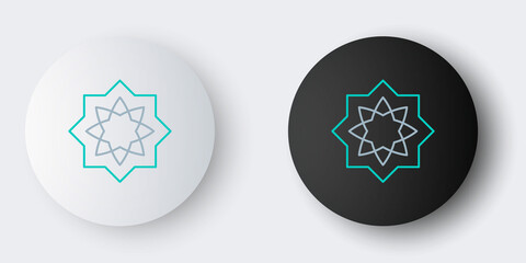 Line Islamic octagonal star ornament icon isolated on grey background. Colorful outline concept. Vector