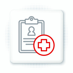 Line Medical clipboard with clinical record icon isolated on white background. Prescription, medical check marks report. Colorful outline concept. Vector