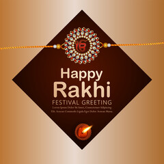 Happy rakhi vector illustration with vector illustration of crystal rakhi