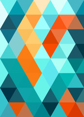 Vector colorful triangular mosaic pattern. Abstract geometric polygonal background.