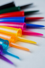 Blue plastic ballpoint pen . High quality photo