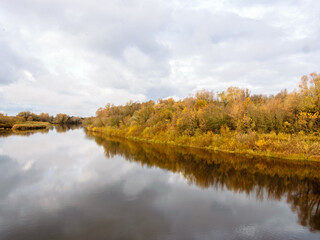 The Gauja River in Latvia on a warm bright day in golden autumn