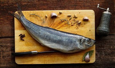 fresh fish on the board